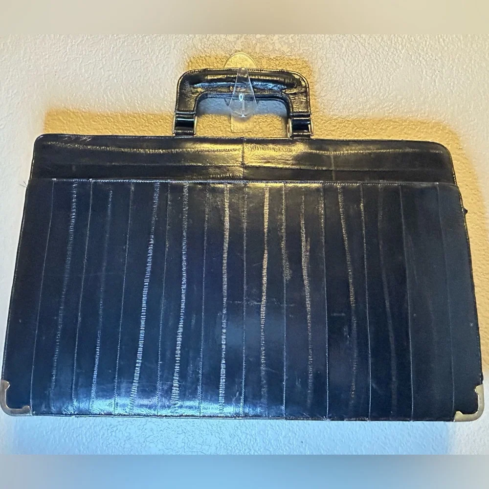 Vintage 1980s Sunco Genuine Eel Skin Briefcase Business Accessories Travel Bag